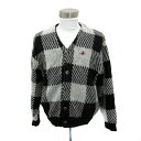 【中古】ビバリーヒルズ ポロクラブ BEVERLY HILLS POLO CLUB ニットカーディガン ミドル丈 Vネック チェック柄 ワンポイントロゴ刺? M...