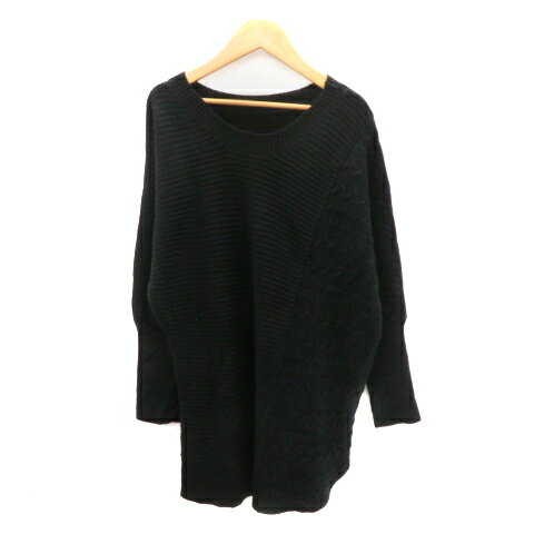 【中古】ミエット miette チュニック ニット セーター 長袖 F 黒 ブラック /YK23 レディース 【ベクトル 古着】 241212 【中古】ミエット miette チュニック ニット セーター 長袖 F 黒 ブラック /YK23 レディース 【ベクトル 古着】 241212