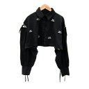 【中古】アプレジュール apres jour ブラウス シャツ 長袖 無地 ショート丈 カットアウト ビジュー装飾 F 黒 ブラック /SY40 レディース 【ベクトル 古着】 241212(4)