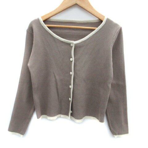 【中古】ゴージ GORGE カーディガン ショート丈 七分袖 リブ 茶 ブラウン /SM14 レディース 【ベクトル 古着】 241225