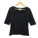 【中古】ナチュラルビューティーベーシック NATURAL BEAUTY BASIC ニット カットソー 五分袖 スクエアネック 無地 ラメ アンゴラ混 M 黒 ブラック /YS36 レディース 【ベクトル 古着】 250131(4)