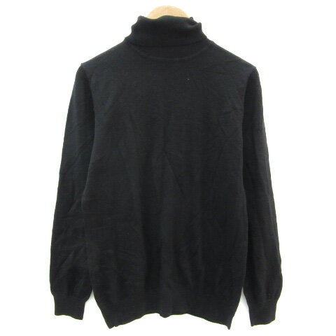 【中古】イダーナ IDANA -RICHE ニット カットソー 長袖 タートルネック ウール L ブラック 黒 /YM26 レディース 【ベクトル 古着】 241223