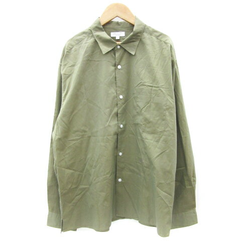 【中古】B&Y ユナイテッドアローズ BEAUTY&YOUTH ビューティー&ユース カジュアルシャツ 長袖 シルク混 XL カーキ /YM5 メンズ 【ベクトル 古着】 241225