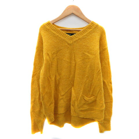 【中古】アズノウアズ ドゥバズ as know as de base ニット セーター 長袖 Vネック アルパカ混 F オレンジ /YK28 レディース 【ベクトル 古着】 241226