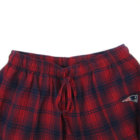 【中古】ニコアンド Niko and.. × NFL イージーパンツ テーパードパンツ アンクル丈 チェック柄 ロゴワッペン M 赤 レッド 紺 ネイビー /YS16 メンズ 【ベクトル 古着】 250109