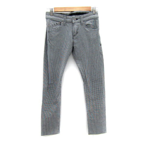 【中古】エドウィン EDWIN ゴルフウエア スキニーパンツ ロング丈 千鳥格子柄 S 黒 ブラック 白 ホワイト /SY20 レディース 【ベクトル 古着】 250114