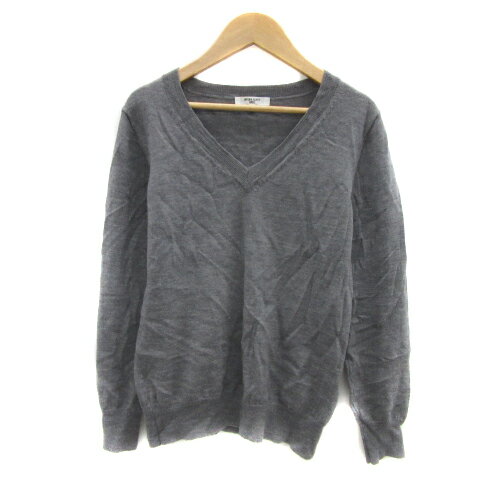 【中古】ナチュラルビューティーベーシック NATURAL BEAUTY BASIC ニット カットソー 長袖 Vネック 無..