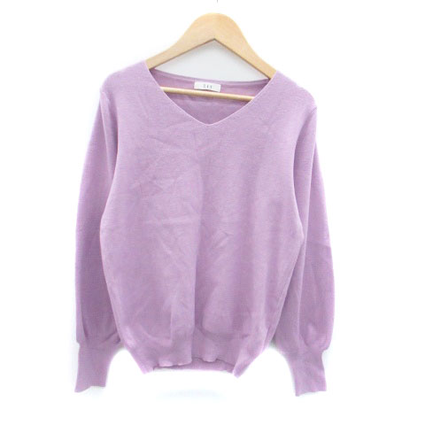 【中古】アー・ヴェ・ヴェ ミッシェルクラン a.v.v ニット カットソー Vネック 長袖 無地 S 紫 パープ..