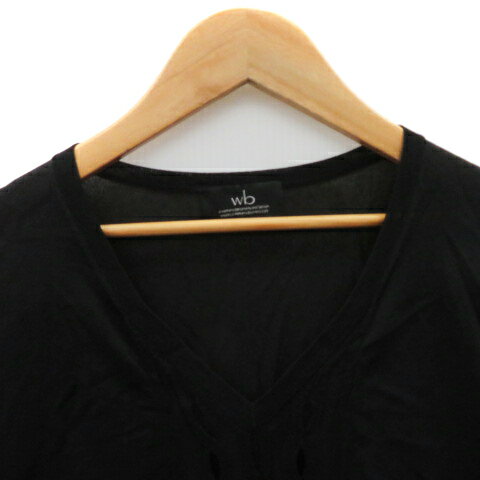 【中古】ダブルビー wb チュニック ニット カットソー 五分袖 Vネック 黒 ブラック /YK21 レディース 【ベクトル 古着】 250304