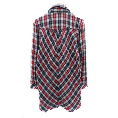 【中古】ブランシュール blancheurluxe チュニック シャツ 長袖 チェック柄 38 M マルチカラー 赤 レッド /YK22 レディース 【ベクトル 古着】 250212