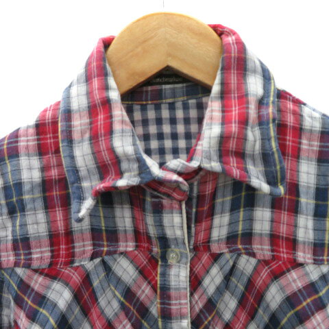 【中古】ブランシュール blancheurluxe チュニック シャツ 長袖 チェック柄 38 M マルチカラー 赤 レッド /YK22 レディース 【ベクトル 古着】 250212