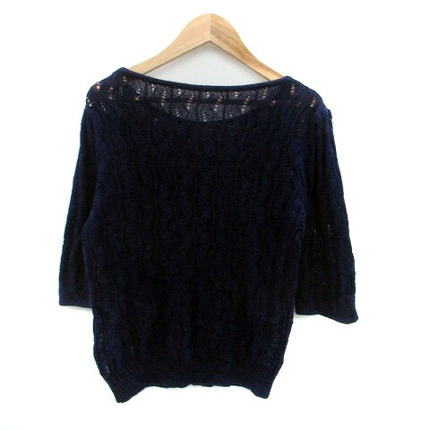 【中古】ロペピクニック ROPE Picnic ニット カットソー ラウンドネック 五分袖 麻 リネン混 38 M 紺 ネイビー /HO36 レディース 【ベクトル 古着】 250212