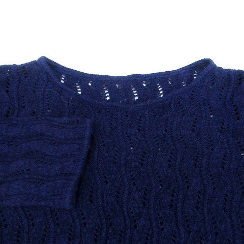 【中古】ロペピクニック ROPE Picnic ニット カットソー ラウンドネック 五分袖 麻 リネン混 38 M 紺 ネイビー /HO36 レディース 【ベクトル 古着】 250212