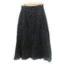 【中古】B&Y ユナイテッドアローズ BEAUTY&YOUTH ビューティー&ユース フレアスリーブ ギャザースカート ロング丈 麻 リネン L 黒 ブラック /YK3 レディース 【ベクトル 古着】 250207(4)