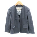 【中古】ボールジー BALLSEY トゥモローランド ノーカラージャケット ミドル丈 七分袖 リネン混 麻 34 XS 紺 ネイビー /YK27 レディース 【ベクトル 古着】 250219