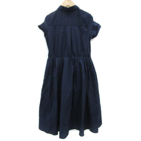 【中古】テチチ Te chichi シャツワンピース ミモレ丈 半袖 M ネイビー 紺 /YM8 レディース 【ベクトル 古着】 250417