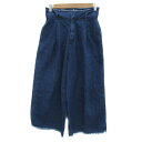 【中古】ニコアンド Niko and.. デニムパンツ ジーンズ ガウチョパンツ ワイドパンツ 七分丈 カットオフ 3 M 青 ブルー /YS7 レディース 【...