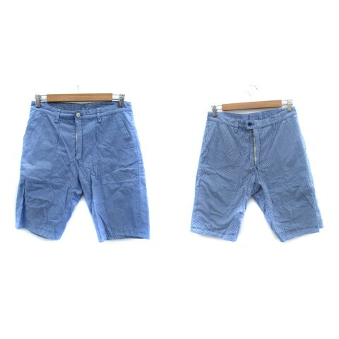 【中古】ユナイテッドアローズ UNITED ARROWS SOUNDS GOOD ハーフパンツ 短パン リバーシブル ギンガムチェック柄 青 ブルー 白 ホワイト /SM1 メンズ 【ベクトル 古着】 250314