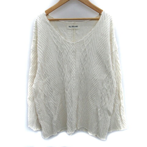 Rakuten - 【中古】レイビームス Ray Beams カットソー 長袖 ニット風 白 ホワイト /SM20 レディース 【ベクトル 古着】 250312