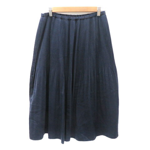 【中古】N.Natural Beauty Basic N.ナチュラルビューティーベーシック フレアスカート ギャザースカート ロング丈 M 紺 ネイビー /YK7 レディース 【ベクトル 古着】 250313