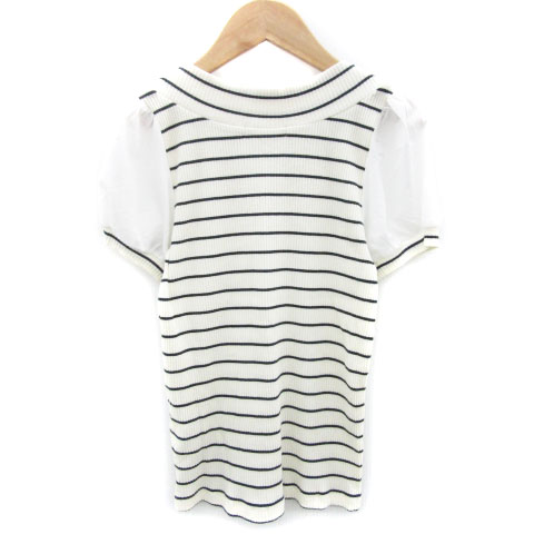 【中古】マジェスティックレゴン MAJESTIC LEGON カットソー 半袖 ボーダー柄 切替 F オフホワイト 白 /YM17 レディース 【ベクトル 古着】 250318