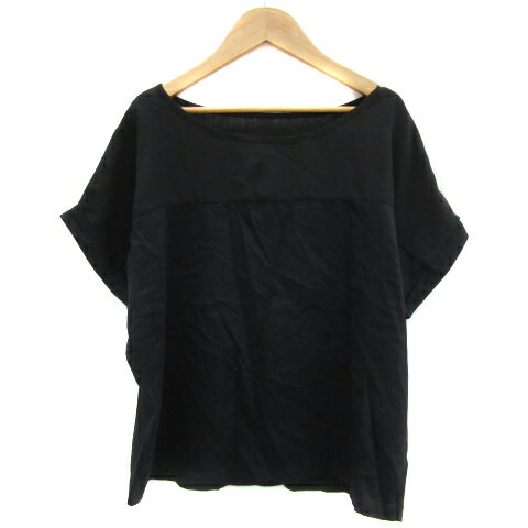 【中古】ビームスハート BEAMS HEART カットソー 半袖 ラウンドネック 無地 切替 オーバーサイズ 黒 ブラック /YS18 レディース 【ベクトル 古着】 250325(4)