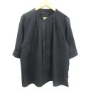 【中古】ビス ViS ブラウス シャツ 五分袖 バンドカラー L ブラック 黒 /YM9 レディース 【ベクトル 古着】 250321(4)