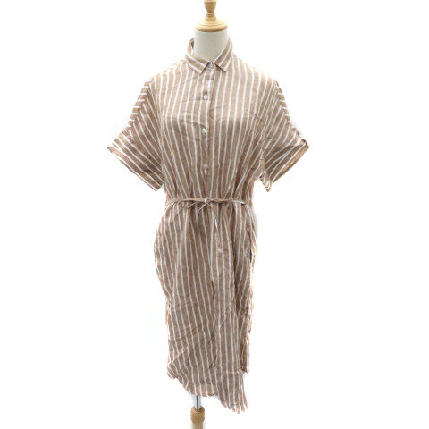【中古】コーエン coen シャツワンピース ロング丈 半袖 ウエストリボン ストライプ柄 麻 リネン F オフホワイト /YK31 レディース 【ベクトル 古着】 250325 【中古】コーエン coen シャツワンピース ロング丈 半袖 ウエストリボン ストライプ柄 麻 リネン F オフホワイト /YK31 レディース 【ベクトル 古着】 250325