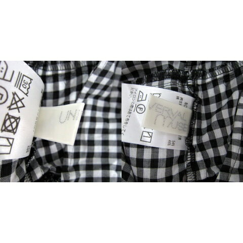 【中古】ユニバーバル ミューズ UNIVERVAL MUSE ブラウス カットソー ティアード ノースリーブ ラウンドネック ギンガムチェック柄 黒 ブラック 白 ホワイト /SY30 レディース 【ベクトル 古着】 250327
