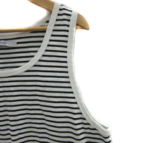 【中古】ジャーナルスタンダード レリューム JOURNAL STANDARD relume チュニック ノースリーブ ラウンドネック ボーダー柄 無地 切替 M マルチカラー 白 ホワイト /YS25 レディース 【ベクトル 古着】 250327