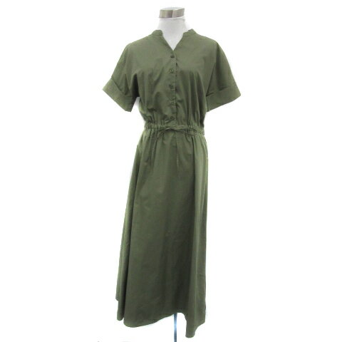 【中古】ビームスハート BEAMS HEART シャツワンピース ロング丈 半袖 スリットネック 無地 カーキ /YS21 レディース 【ベクトル 古着】 250404 【中古】ビームスハート BEAMS HEART シャツワンピース ロング丈 半袖 スリットネック 無地 カーキ /YS21 レディース 【ベクトル 古着】 250404