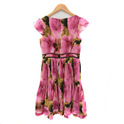 【中古】トッカ TOCCA ワンピース ひざ丈 半袖 総柄 0 マルチカラー ピンク /YK20 レディース 【ベクトル 古着】 250402