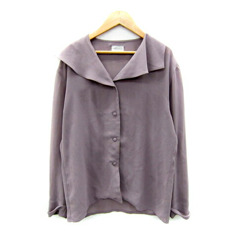 【中古】ケーティー キヨコ タカセ K.T KIYOKO TAKASE ブラウス オープンカラーシャツ 長袖 無地 シースルー 紫 パープル /SY27 レディース 【ベクトル 古着】 250328