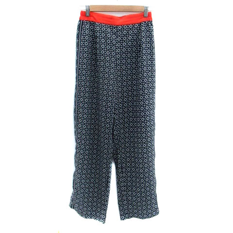 【中古】ローズバッド ROSE BUD ワイドパンツ イージー 総柄 ロング丈 F マルチカラー 紺 ネイビー /HO44 レディース 【ベクトル 古着】 250327