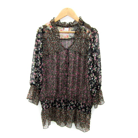 【中古】アクシーズファム axes femme ブラウス カットソー 長袖 花柄 シースルー マルチカラー M 黒 ブラック /SY32 レディース 【ベクトル 古着】 250401 【中古】アクシーズファム axes femme ブラウス カットソー 長袖 花柄 シースルー マルチカラー M 黒 ブラック /SY32 レディース 【ベクトル 古着】 250401