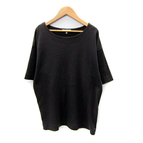 T-Shirts - 【中古】グローバルワーク GLOBAL WORK ワッフルカットソー 五分袖 ラウンドネック 無地 オーバーサイズ M チャコールグレー /SY35 レディース 【ベクトル 古着】 250401