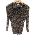 【中古】ハナエモリ HANAE MORI カットソー 七分袖 花柄 フリンジ シアー M マルチカラー ダークブラウン ベージュ /SM18 レディース 【ベクトル 古着】 250430