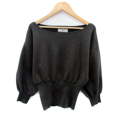 【中古】ノエラ Noela ニット カットソー ラウンドネック 七分袖 クロップド丈 F カーキ /HO9 レディー..