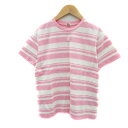 【中古】クレージュ courreges sport futur スポーツウェア Tシャツ カットソー 半袖 ボーダー柄 40 L ピンク 白 ホワイト /YK1...
