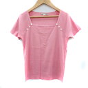 【中古】ヒューマンウーマン HUMAN WOMAN カットソー 半袖 スクエアネック M ピンク /SM9 レディース 【ベクトル 古着】 250412(4)