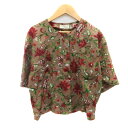 【中古】ゼルダ ZELDA ニコル NICOLE シャツ ブラウス 五分袖 花柄 シルク マルチカラー ベージュ /YK38 レディース 【ベクトル 古着】 250414(4)