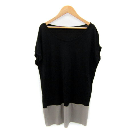 【中古】ブラック バイ マウジー BLACK by moussy チュニック 半袖 ラウンドネック 無地 切替 F 黒 ブラック グレー /SY36 レディース 【ベクトル 古着】 250416 【中古】ブラック バイ マウジー BLACK by moussy チュニック 半袖 ラウンドネック 無地 切替 F 黒 ブラック グレー /SY36 レディース 【ベクトル 古着】 250416