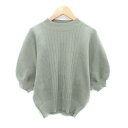 【中古】ムルーア MURUA ニット カットソー ハイネック 五分袖 バックシャン 無地 2way F カーキ /HO31 レディース 【ベクトル 古着】 250414|詳細画像