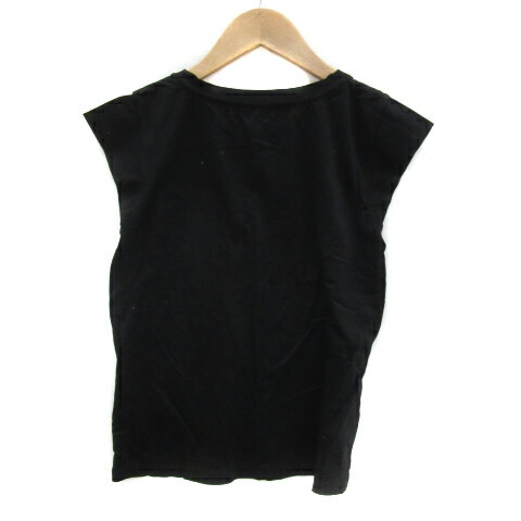 【中古】ロッソ ROSSO アーバンリサーチ カットソー ノースリーブ フレンチスリーブ ラウンドネック 無地 F 黒 ブラック /YS16 レディース 【ベクトル 古着】 250418
