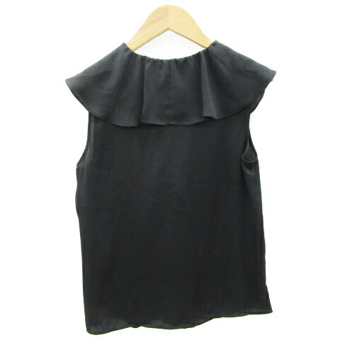 【中古】エムプルミエ M-Premier ブラウス カットソー ノースリーブ フリル 36 S ブラック 黒 /YM8 レディース 【ベクトル 古着】 250424