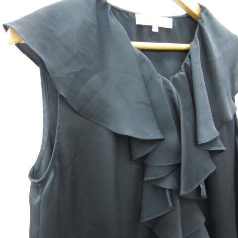 【中古】エムプルミエ M-Premier ブラウス カットソー ノースリーブ フリル 36 S ブラック 黒 /YM8 レディース 【ベクトル 古着】 250424