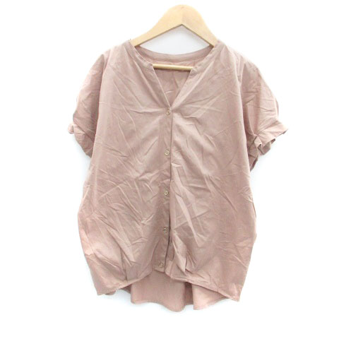 【中古】エニィスィス エニシス anySiS シャツ ブラウス Vネック 半袖 無地 2 M 茶色 ブラウン /HO9 レディース 【ベクトル 古着】 250421