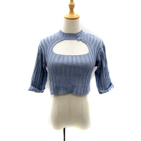 【中古】フーズフーチコ who's who Chico ニット カットソー 七分袖 ショート丈 クルーネック カットア..