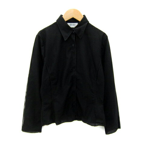 【中古】ナラカミーチェ NARA CAMICIE カジュアルシャツ 長袖 無地 シースルー 1 黒 ブラック /SY10 レディース 【ベクトル 古着】 250423