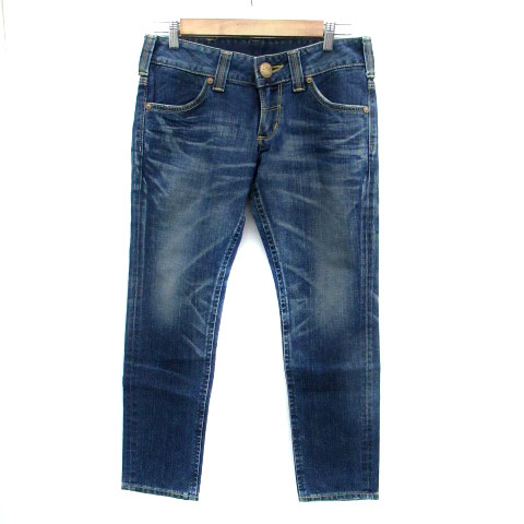 【中古】リー LEE デニムパンツ ジーンズ スリム ローライズ アンクル丈 L 紺 ネイビー /HO25 レディース 【ベクトル 古着】 250430